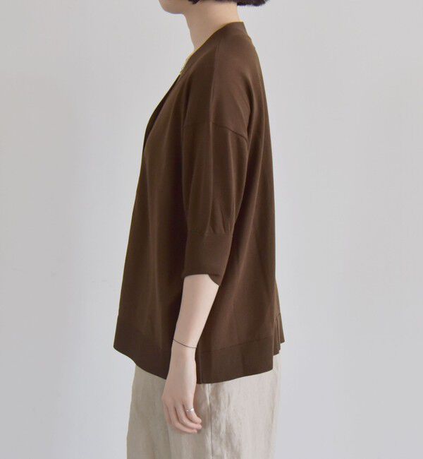 quaranciel「quaranciel:〈接触冷感〉 ワイド Vネック ハーフスリーブ シアー カーディガン」|カーディガン|