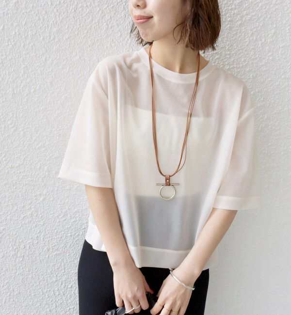 SHIPS for women「〈手洗い可能〉シアー トリコット ショート スリーブ プルオーバー」|Tシャツ・カットソー|