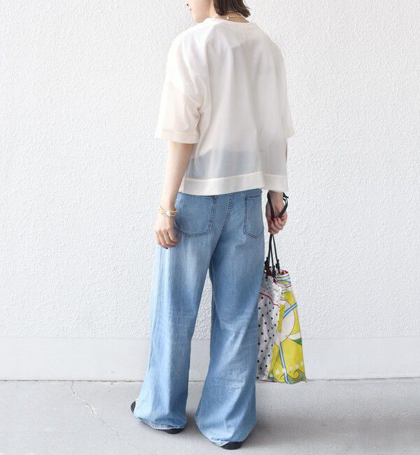 SHIPS for women「〈手洗い可能〉シアー トリコット ショート スリーブ プルオーバー」|Tシャツ・カットソー|