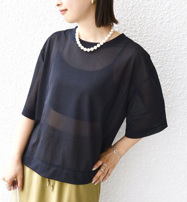 SHIPS for women「〈手洗い可能〉シアー トリコット ショート スリーブ プルオーバー」|Tシャツ・カットソー|