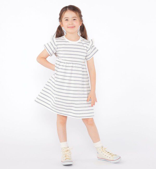 SHIPS KIDS「SHIPS KIDS:100～130cm / ボーダー フリル ワンピース」|ワンピース|