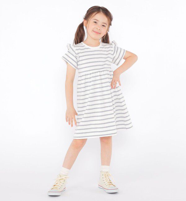 SHIPS KIDS「SHIPS KIDS:100～130cm / ボーダー フリル ワンピース」|ワンピース|