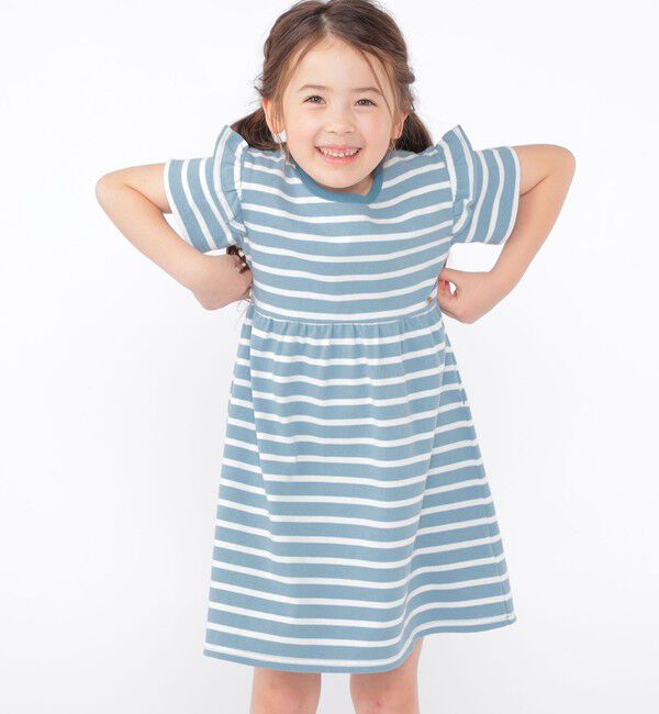 SHIPS KIDS「SHIPS KIDS:100～130cm / ボーダー フリル ワンピース」|ワンピース|