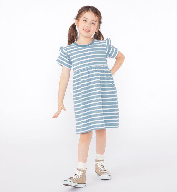 SHIPS KIDS「SHIPS KIDS:100～130cm / ボーダー フリル ワンピース」|ワンピース|