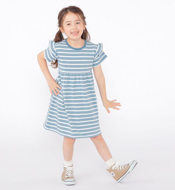 SHIPS KIDS「SHIPS KIDS:100～130cm / ボーダー フリル ワンピース」|ワンピース|