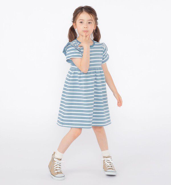 SHIPS KIDS「SHIPS KIDS:100～130cm / ボーダー フリル ワンピース」|ワンピース|