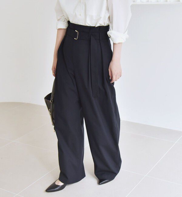 quaranciel「quaranciel:〈洗濯機可能〉ハンサム ハイウエスト ベルト ワイド パンツ」|その他|