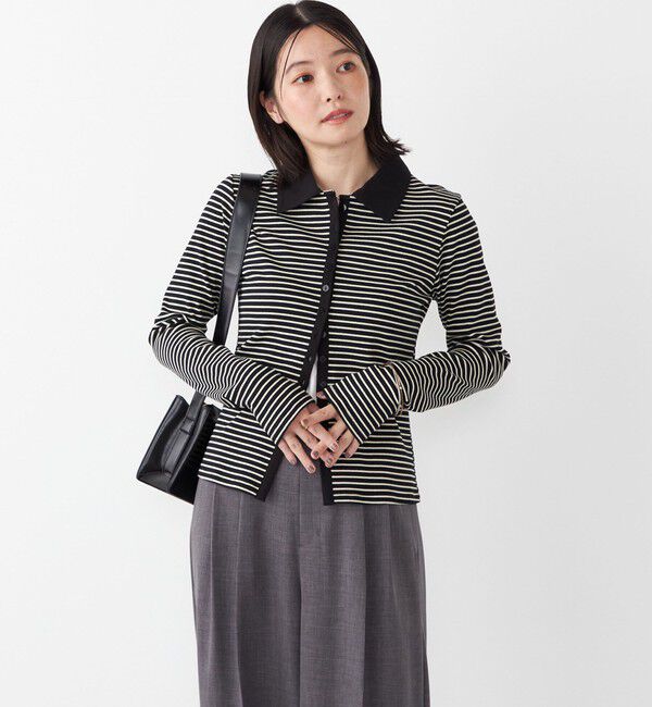 SHIPS Colors 「SHIPS Colors:〈手洗い可能〉ボーダー リブ ポロ カーディガン」|カーディガン|