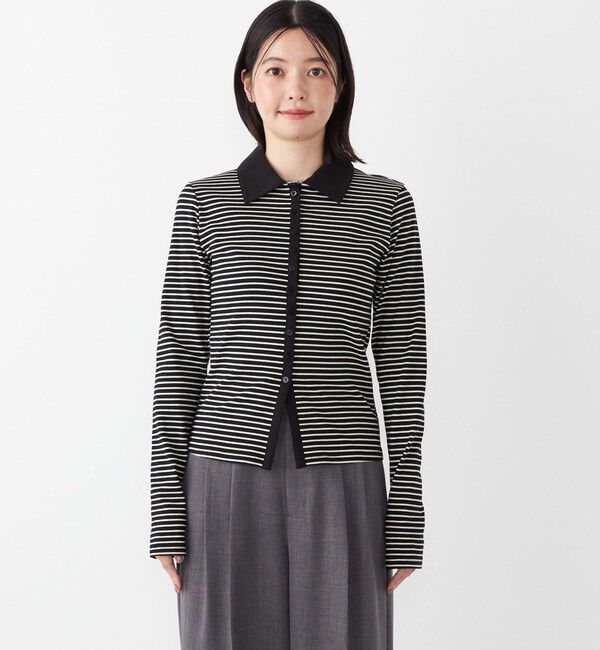 SHIPS Colors 「SHIPS Colors:〈手洗い可能〉ボーダー リブ ポロ カーディガン」|カーディガン|