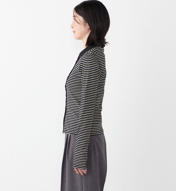 SHIPS Colors 「SHIPS Colors:〈手洗い可能〉ボーダー リブ ポロ カーディガン」|カーディガン|