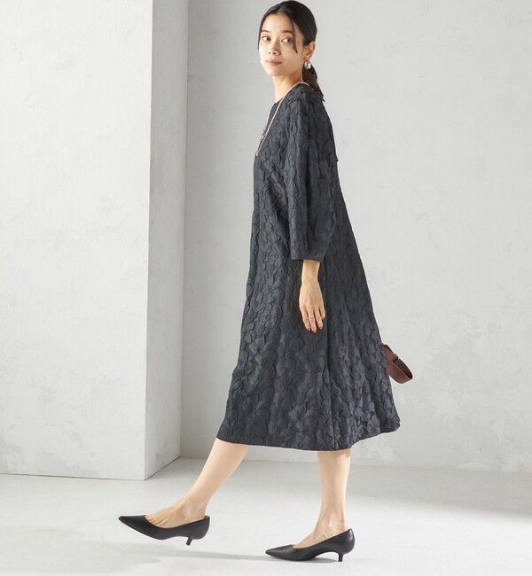 SHIPS for women「〈手洗い可能〉膨れ ジャカード バックタイ フレア ワンピース」|ワンピース|