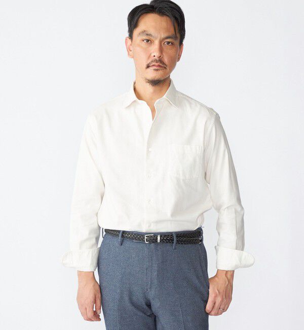 SHIPS「SHIPS:  ワイドカラー ネル シャツ」|シャツ・ブラウス|ホワイト