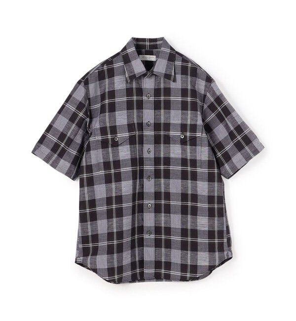 TOMORROWLAND MENS「コットンリネン マドラスチェック サファリシャツ」|シャツ・ブラウス|16 グレー系