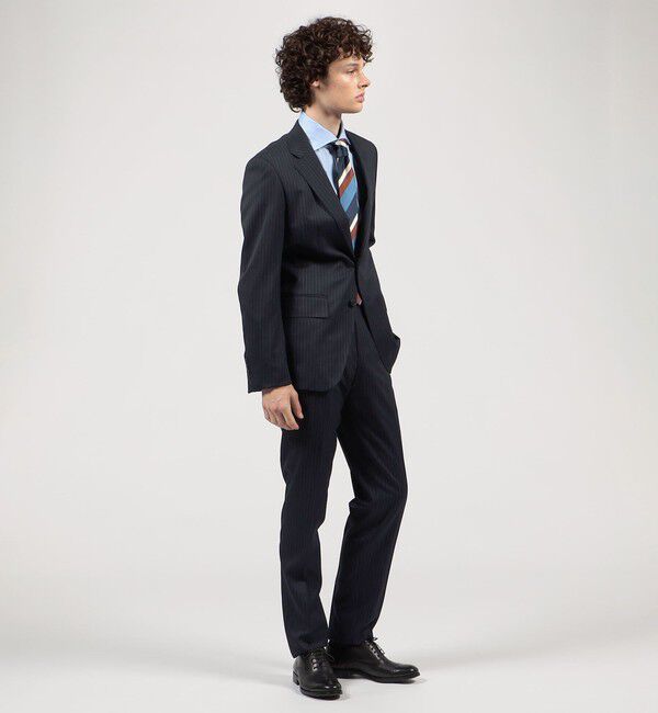 TOMORROWLAND MENS「Super100'sウール ピンストライプ ノープリーツスラックス」|スラックス|