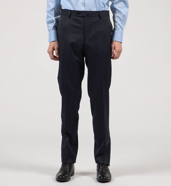 TOMORROWLAND MENS「Super100'sウール ピンストライプ ノープリーツスラックス」|スラックス|