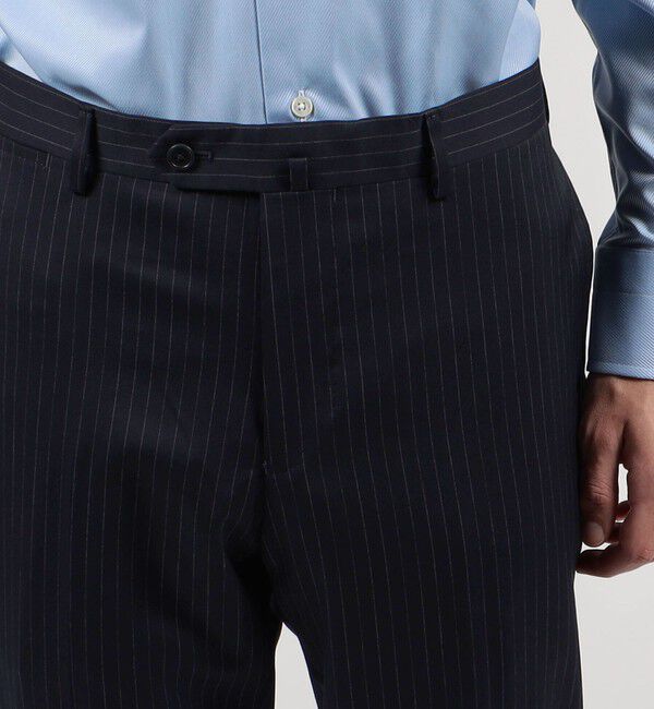 TOMORROWLAND MENS「Super100'sウール ピンストライプ ノープリーツスラックス」|スラックス|