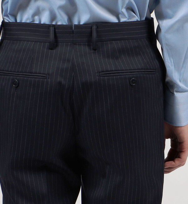 TOMORROWLAND MENS「Super100'sウール ピンストライプ ノープリーツスラックス」|スラックス|