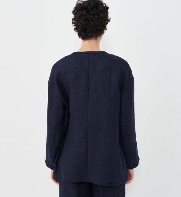 GALERIE VIE「リネンキャンバス カラーレスジャケット」|ノーカラージャケット|