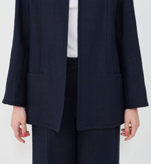 GALERIE VIE「リネンキャンバス カラーレスジャケット」|ノーカラージャケット|