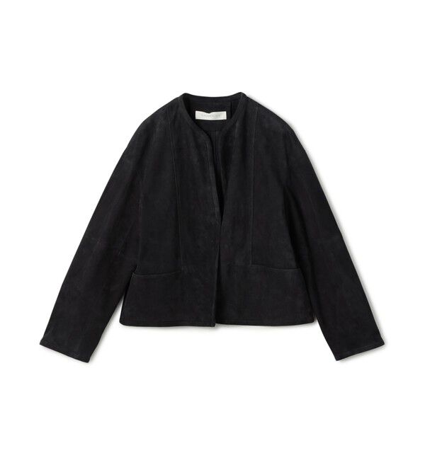 GALERIE VIE「ゴートスウェード ボックスジャケット」|ノーカラージャケット|69 ネイビー