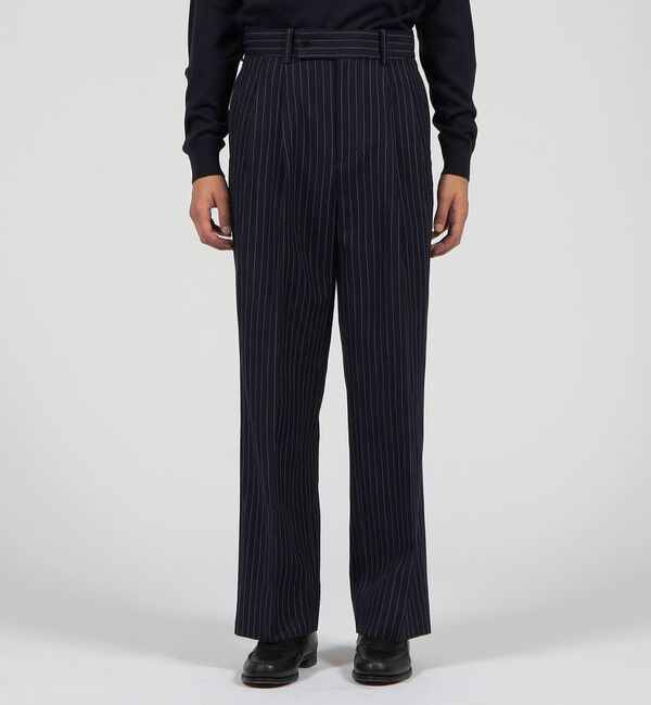 TOMORROWLAND MENS「ウールリネンコットン 2タックワイドストレートパンツ」|スラックス|