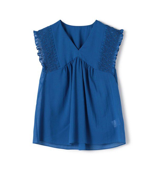 Ballsey「コットンクレープ Vネックブラウス」|シャツ・ブラウス|65 ブルー