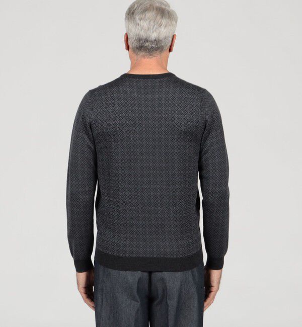 TOMORROWLAND MENS「ウールシルクカシミヤ ジオメトリック柄 クルーネックプルオーバーニット」|ニット・セーター|