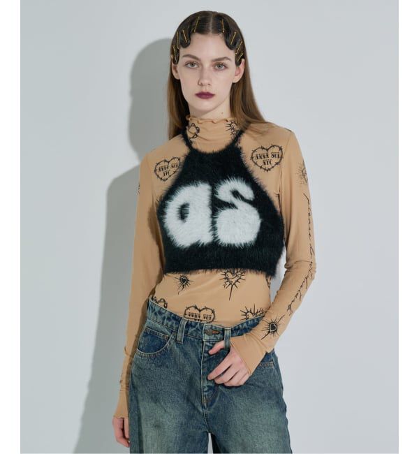 JOINT WORKS「ANNA SUI NYC / アナスイエヌワイシー ハート総柄シアートップス」|Tシャツ・カットソー|ベージュ