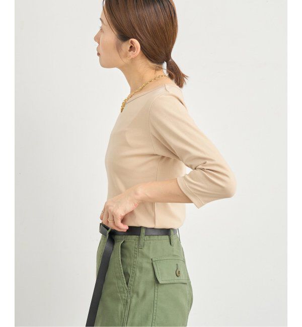 IENA「ATON/エイトン 別注 SUVIN FRAISE ボートネック Tシャツ」|Tシャツ・カットソー|