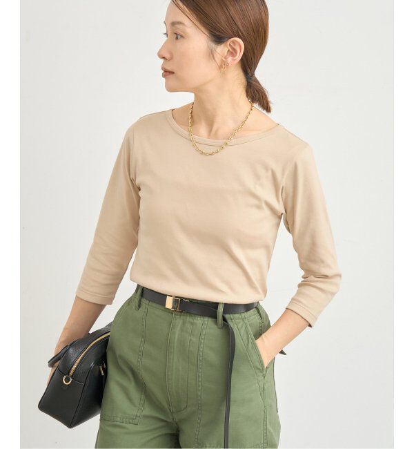 IENA「ATON/エイトン 別注 SUVIN FRAISE ボートネック Tシャツ」|Tシャツ・カットソー|