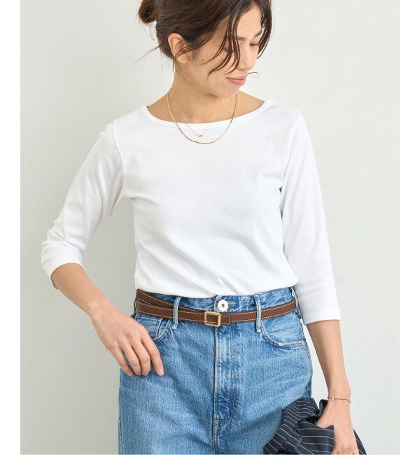 IENA「ATON/エイトン 別注 SUVIN FRAISE ボートネック Tシャツ」|Tシャツ・カットソー|