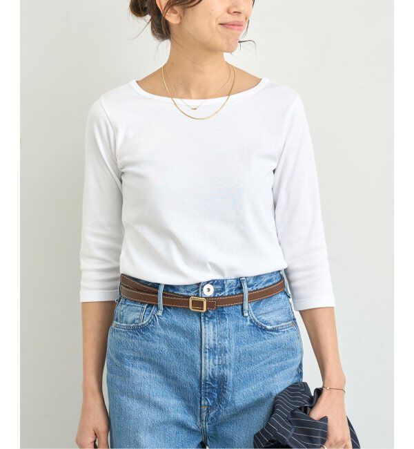 IENA「ATON/エイトン 別注 SUVIN FRAISE ボートネック Tシャツ」|Tシャツ・カットソー|