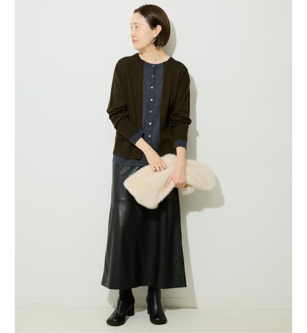 SLOBE IENA「フェイクレザーフレアスカート」|スカート|
