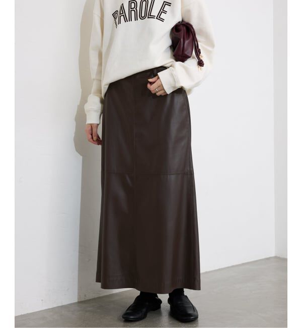 SLOBE IENA「フェイクレザーフレアスカート」|スカート|