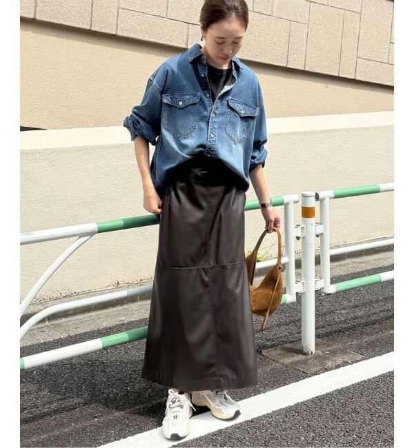 SLOBE IENA「フェイクレザーフレアスカート」|スカート|