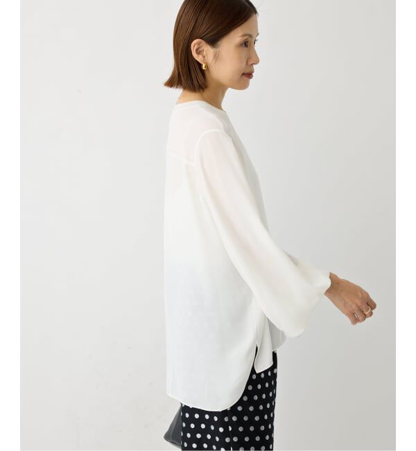 IENA「ジョーゼットリブネックブラウス」|シャツ・ブラウス|