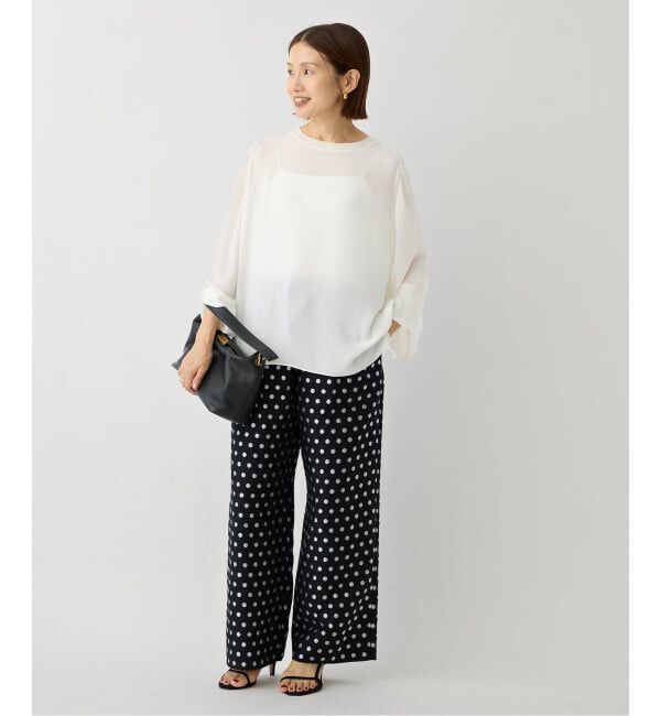 IENA「ジョーゼットリブネックブラウス」|シャツ・ブラウス|