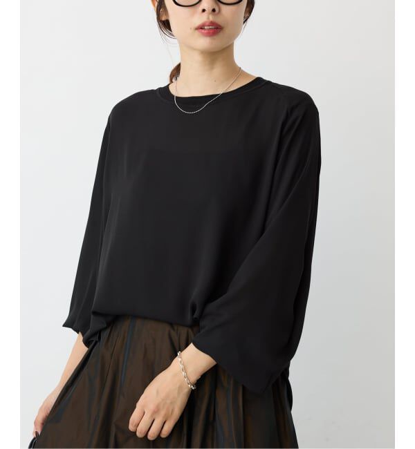 IENA「ジョーゼットリブネックブラウス」|シャツ・ブラウス|