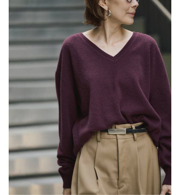 VERMEIL par iena「Cashmere100 Vネック knit」|ニット・セーター|ボルドー