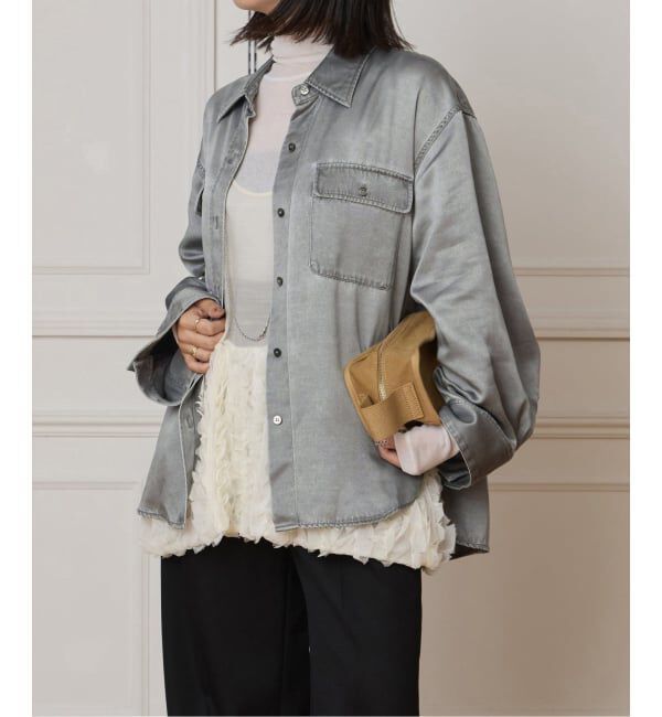 IENA LA BOUCLE「IENA LA BOUCLE キュプラツイルシャツ」|シャツ・ブラウス|ブラック A