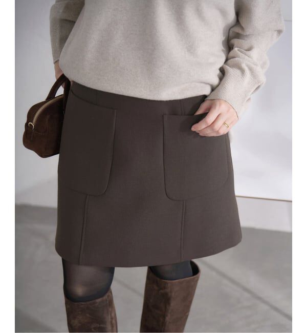 IENA「《追加》FLEXウールライトミニスカート」|スカート|ブラウン