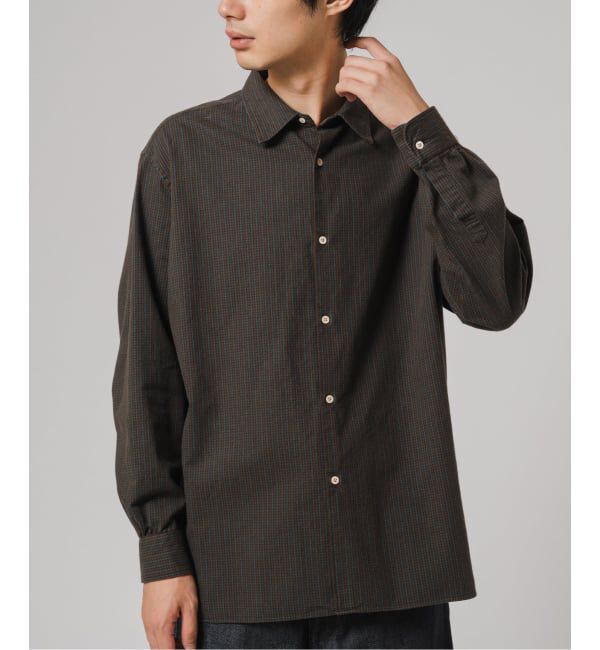 EDIFICE「ETS.MATERIAUX(マテリオ) チェック フレンチ ワーク シャツ」|シャツ・ブラウス|ブラウン