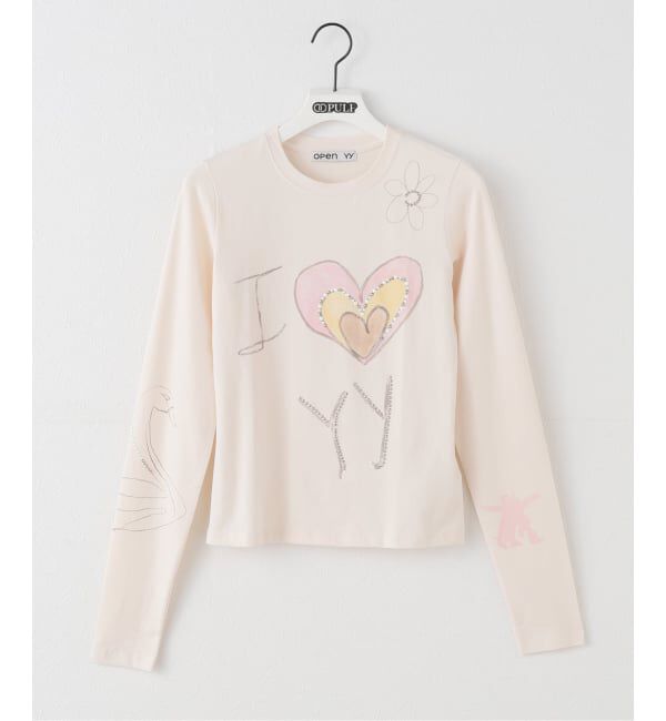 PULP「【Geek Office / ギークオフィス】OPEN YY Knitted BEADED I LOVE YY TEE」|Tシャツ・カットソー|ホワイト