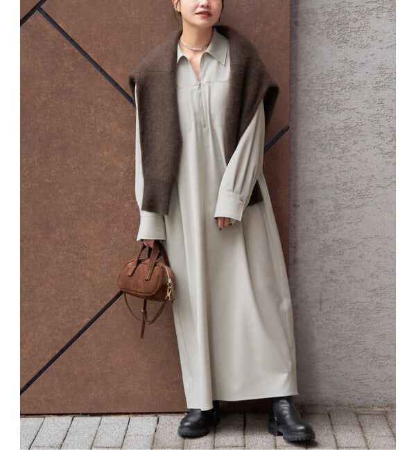JOURNAL STANDARD「ウーリッシュツイルハーフジップワンピース」|ワンピース|ナチュラル