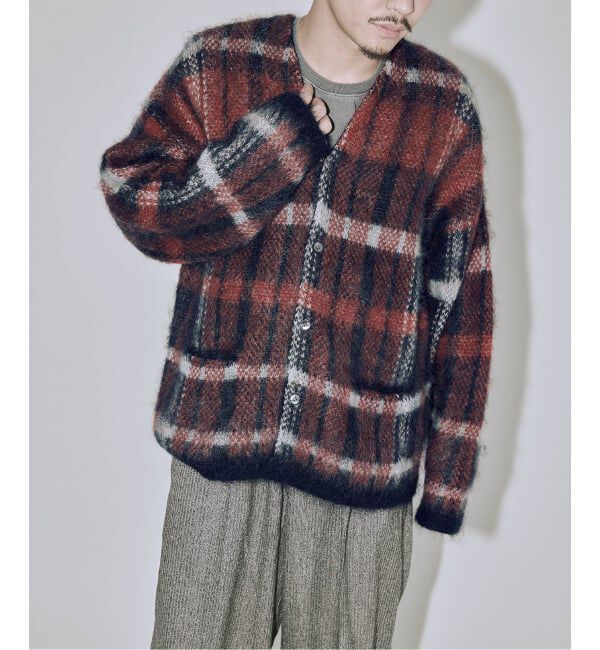 J.S.Homestead「Stead / ステッド モヘヤ ミックス プレイド カーディガン」|カーディガン|