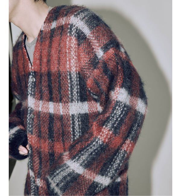 J.S.Homestead「Stead / ステッド モヘヤ ミックス プレイド カーディガン」|カーディガン|