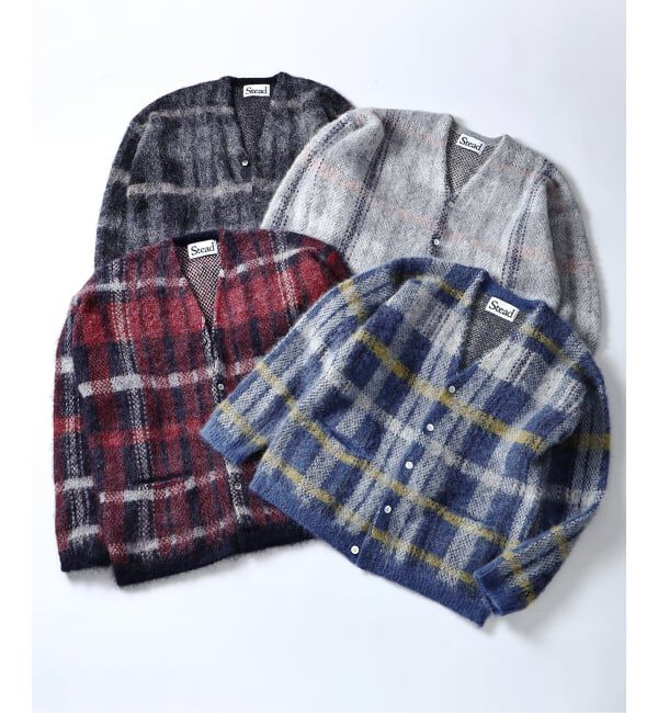 J.S.Homestead「Stead / ステッド モヘヤ ミックス プレイド カーディガン」|カーディガン|
