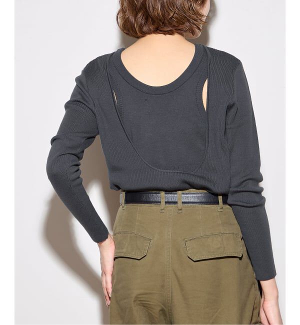 journal standard L'essage「【LOWER】 14G Smooth&Plainstitch Opened Back：ニット」|ニット・セーター|グレー