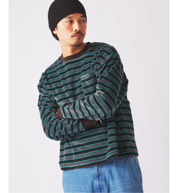 JOURNAL STANDARD relume「《予約》ベルベットタッチ ベロアボーダー ロンT」|Tシャツ・カットソー|