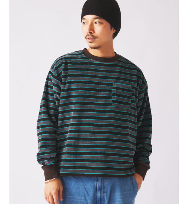 JOURNAL STANDARD relume「《予約》ベルベットタッチ ベロアボーダー ロンT」|Tシャツ・カットソー|